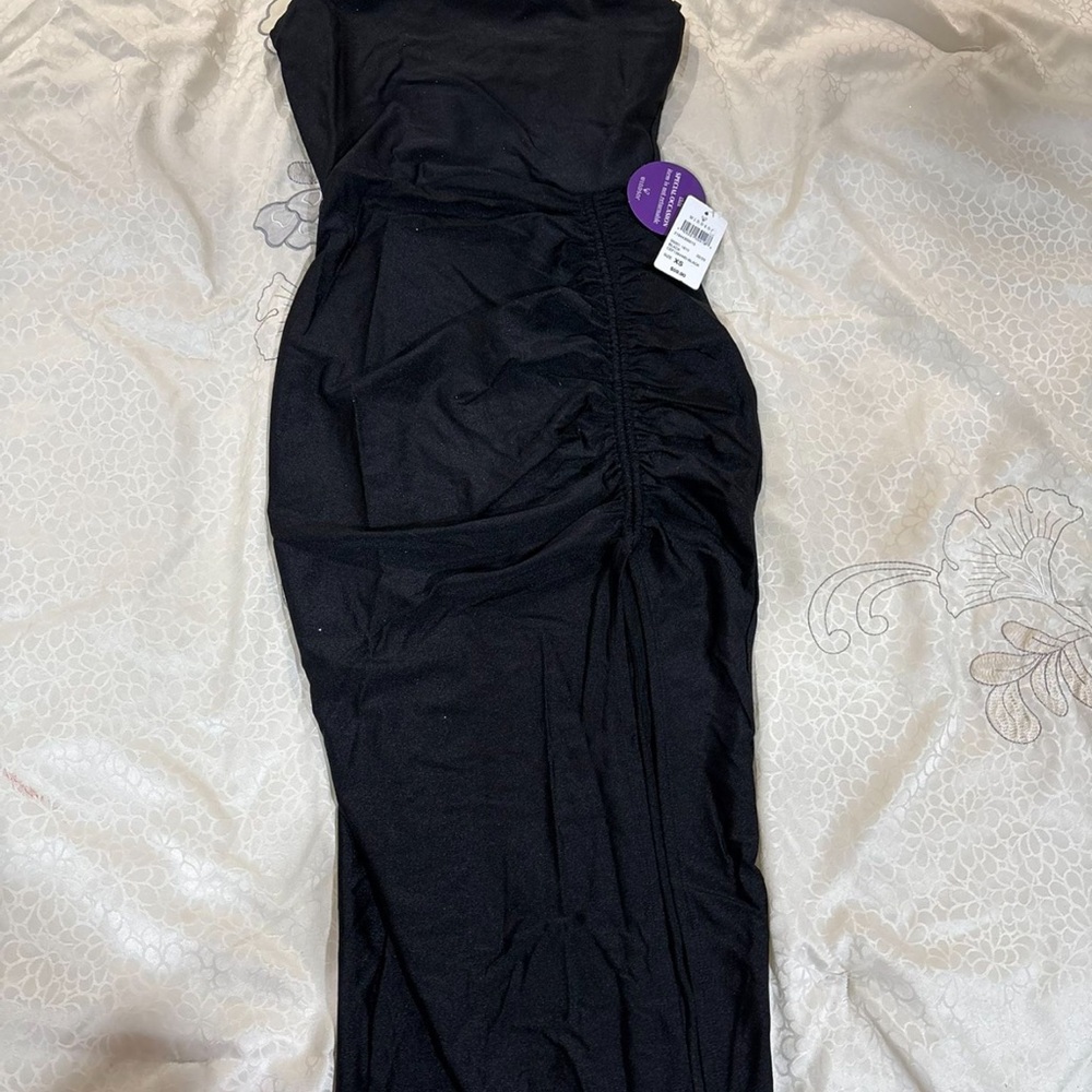 Windsor Black Strapless Ruched Bodycon Dress